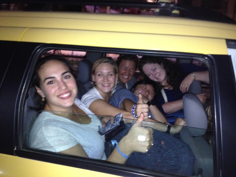 Gazi Girls packed in a taxi