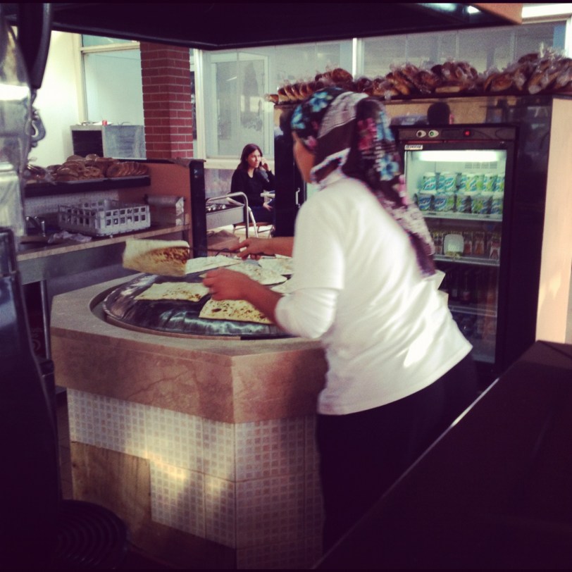 Making gözleme at the roadside dining spot