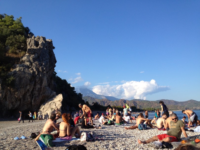 bustling beach at Olympos
