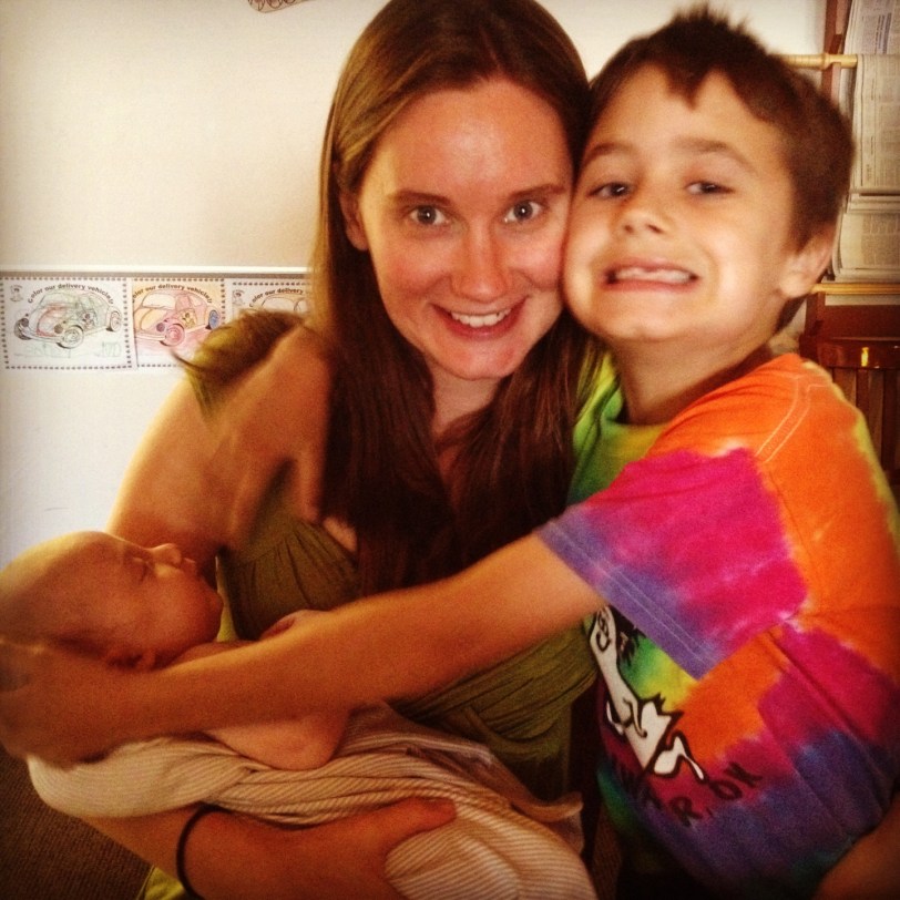 With big brother Francis and two-month old Eddie at the Hideaway in Stillwater