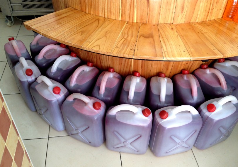 Gallon jugs of şalgam 