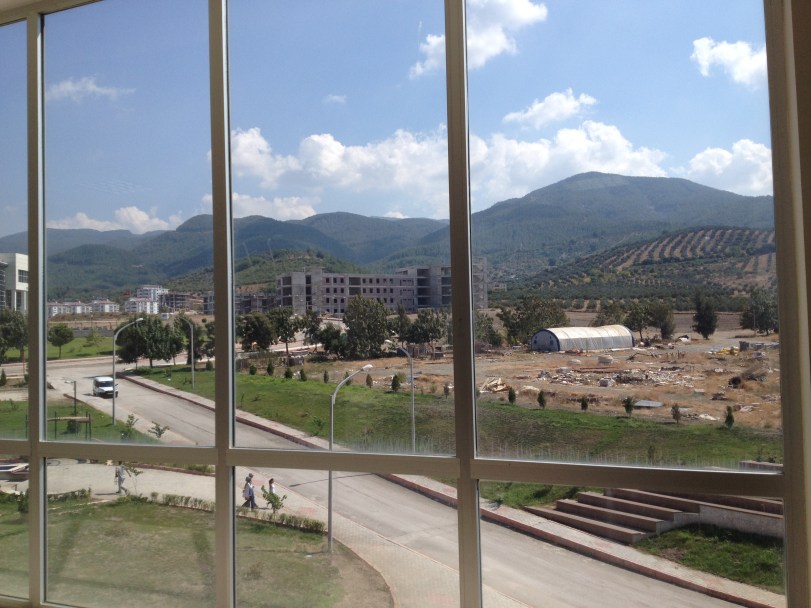 Looking out over the university