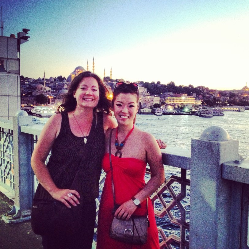 Enjoying the city with my friend 