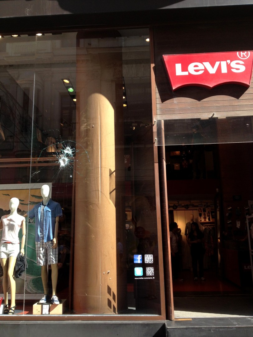 Some stores along Istiklal showed damage