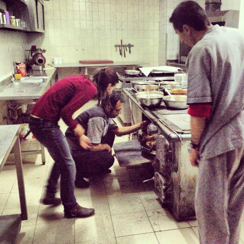 Checking on the turkey