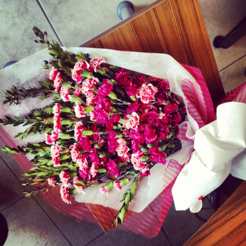 They brought along a gorgeous bouquet of flowers 