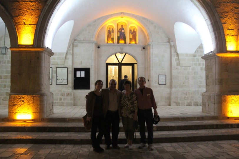 Outside the Orthodox Church in Antakya after attending a serice with our eager host