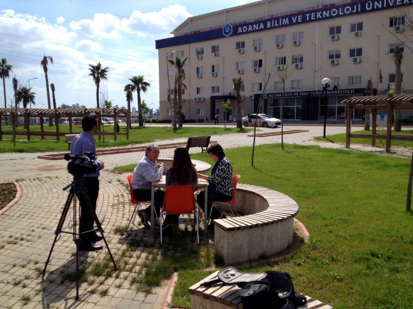 Shooting an interview on film for the university